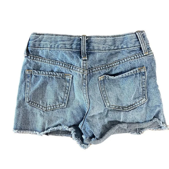 Old Navy Girls Denim Shorts Size 6 Kids High Rise Adjustable Waist Light Wash - Picture 3 of 3